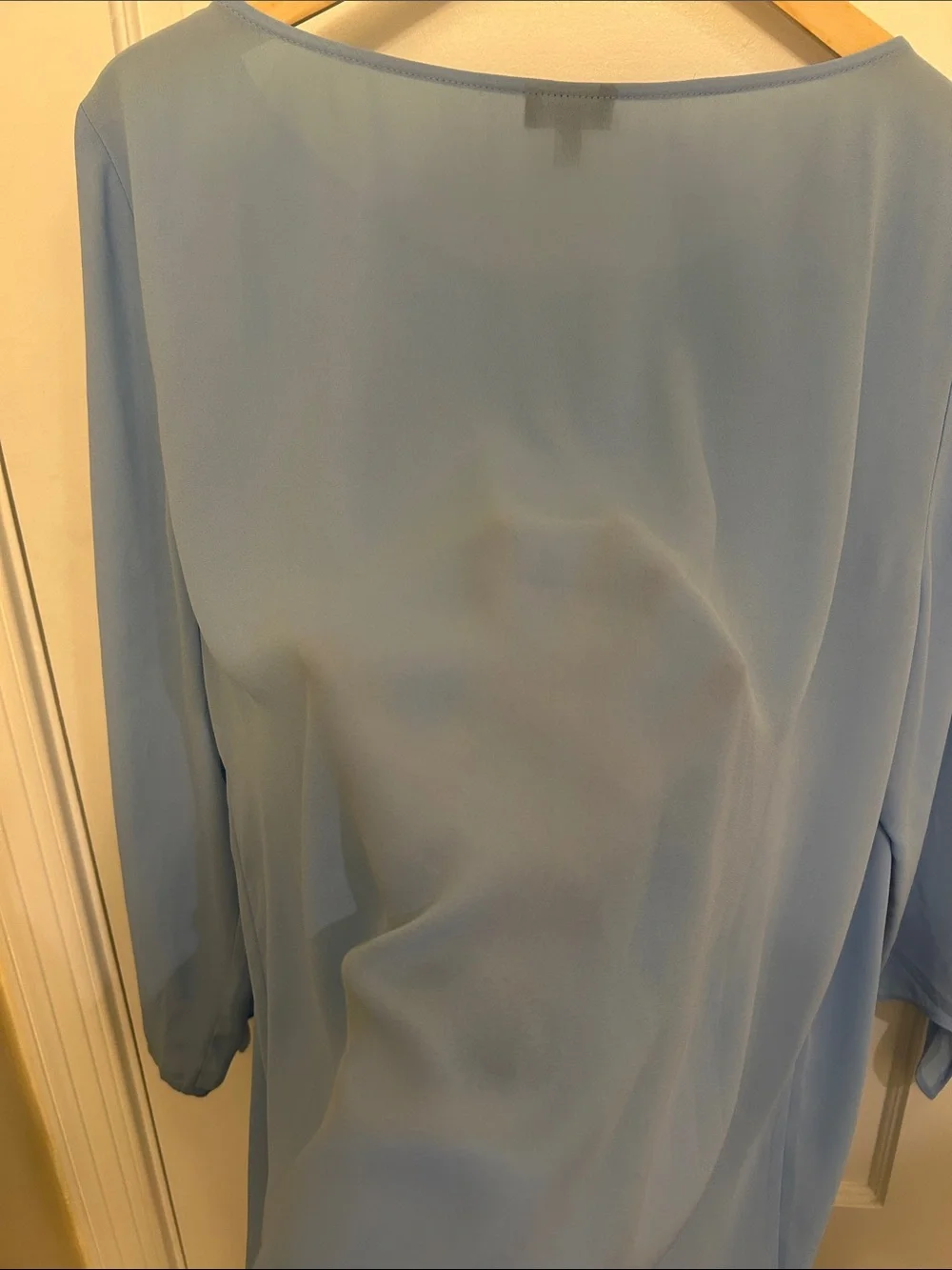 Talbots Light Blue Tie-Sleeve Boatneck Blouse